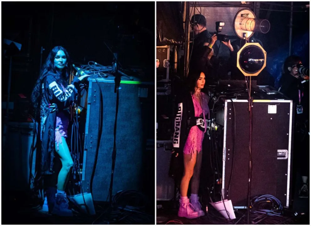Megan Fox acompañó a su novio en el escenario de Lollapalooza