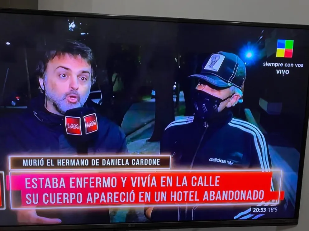 Consternación de Daniela Cardone por la muerte de su hermano Fabio