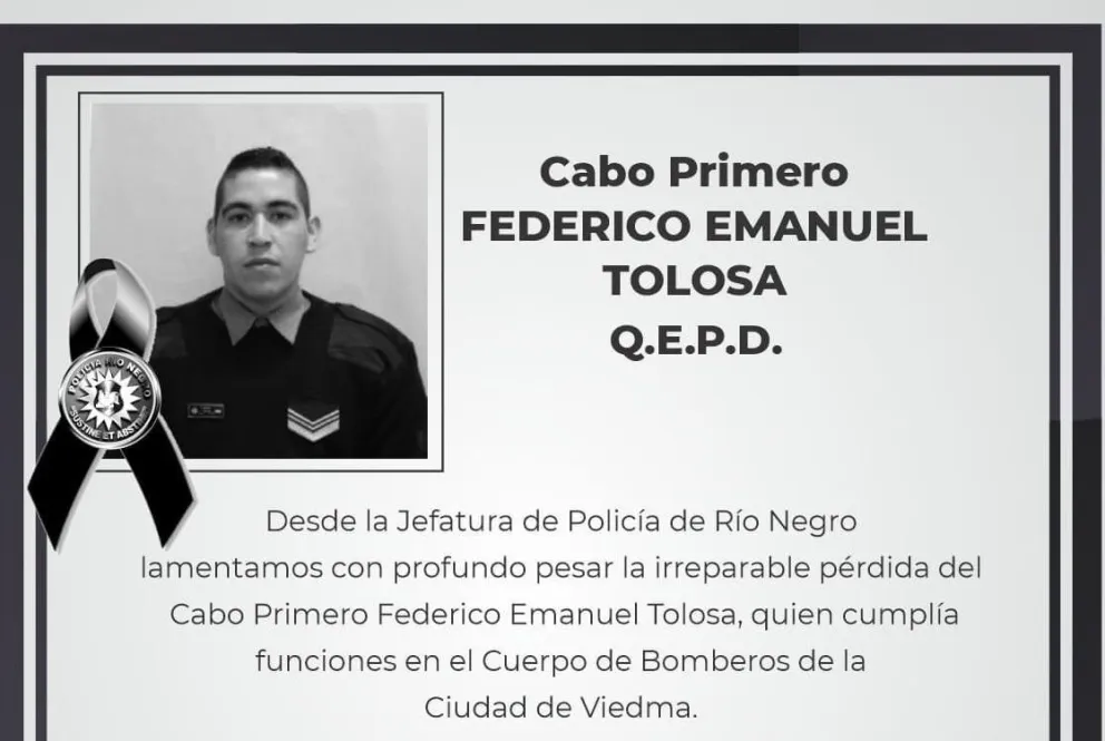 Numerosas expresiones de dolor por el fallecimiento del policía  Tolosa en Viedma
