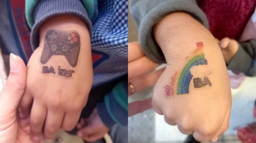Polémico: denunciaron que el Gobierno porteño puso tatuajes con sus logos a estudiantes de primaria